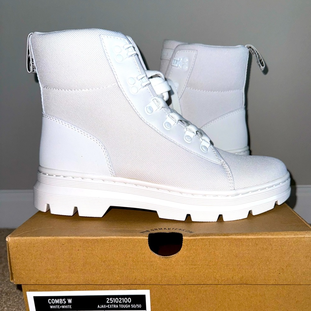 Dr. Martins White Lace Up Combat Boots-  Ajax+Extra Tough Poly